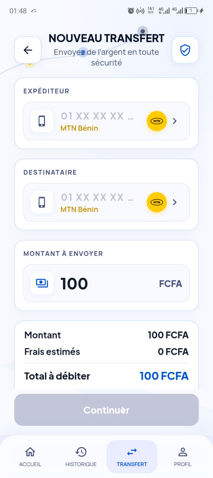 Écran Saisie Montant